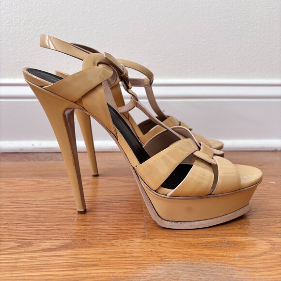 YSL Tribute Platform Patent Leather Sandals - Picture 2 of 10